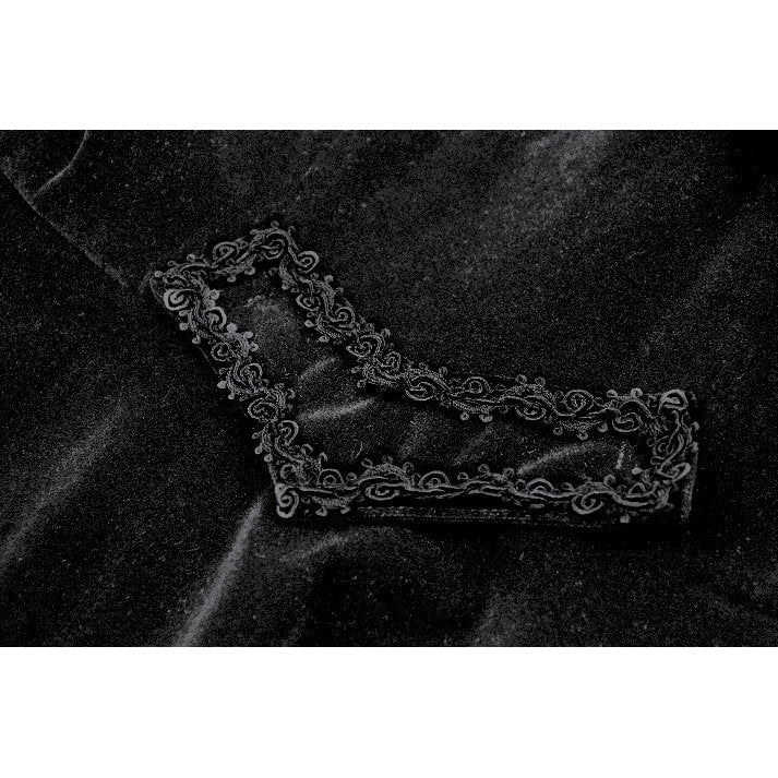 Dark in Love Lilith Officer Velvet High-Collar Coat in Black