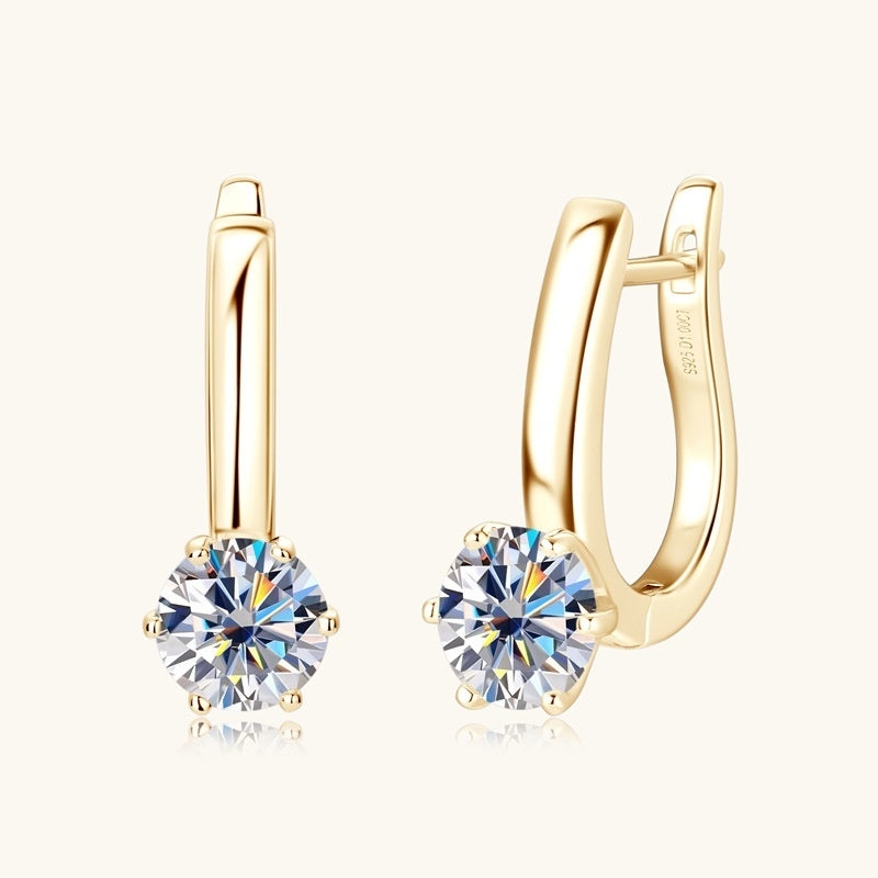 Six-Claw Moissanite Diamond Earrings