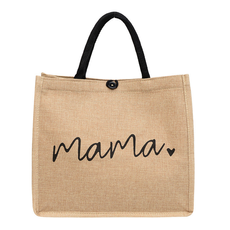 Women's 'Mama' Large Capacity Linen Shoulder Bag