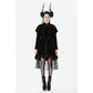 Dark in Love Lilith Officer Velvet High-Collar Coat in Black