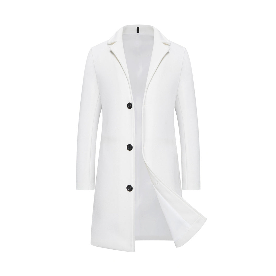 Men's Milk White Classic Woollen Crombie Coat