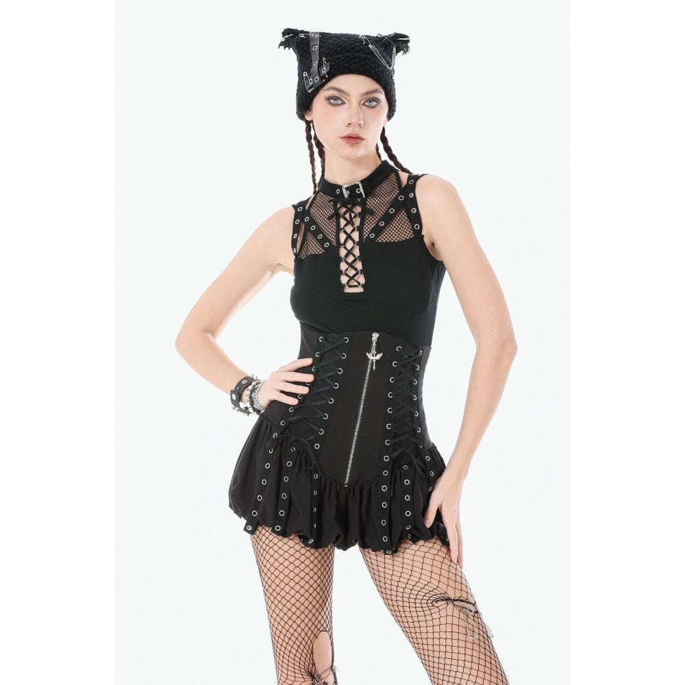 Dark in Love Brynja Eyelet Balloon Shorts in Black
