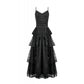 Dark in Love Gothic Satin Lace Tiered Dress