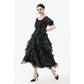 Dark in Love Seraphina Ruched Puff Sleeve Corset Top in Black