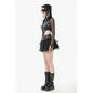 Dark in Love Bonded Tulle Layered Goth Mini Skirt in Black