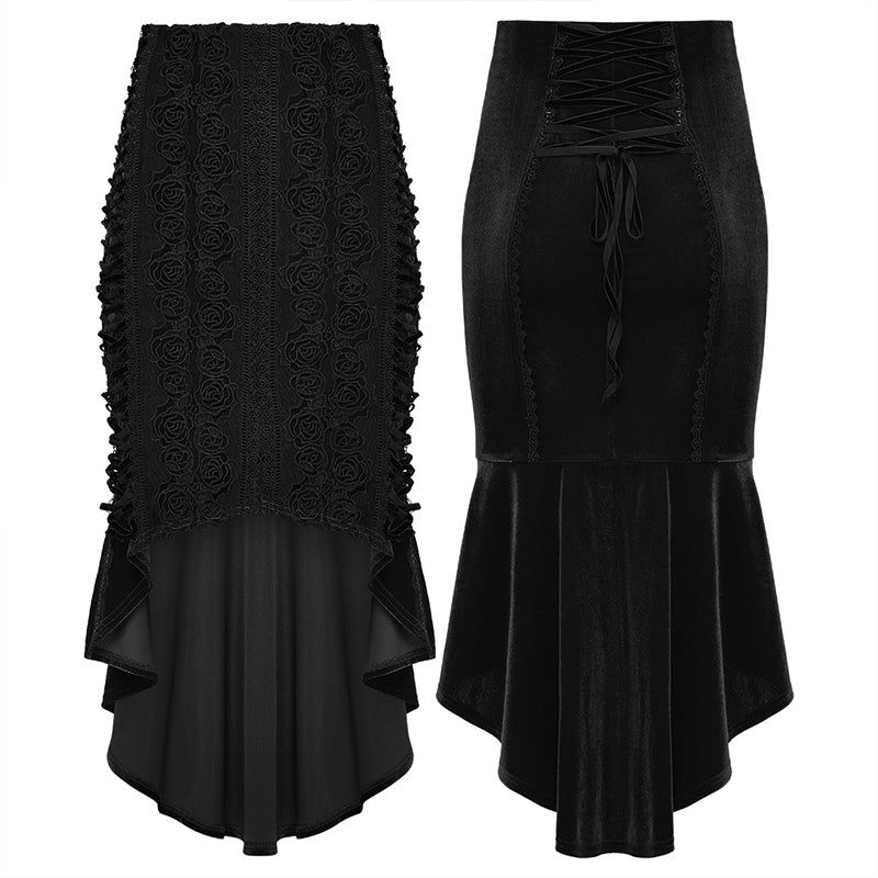 Punk Rave Belladonna Goth Rose Fishtail Skirt