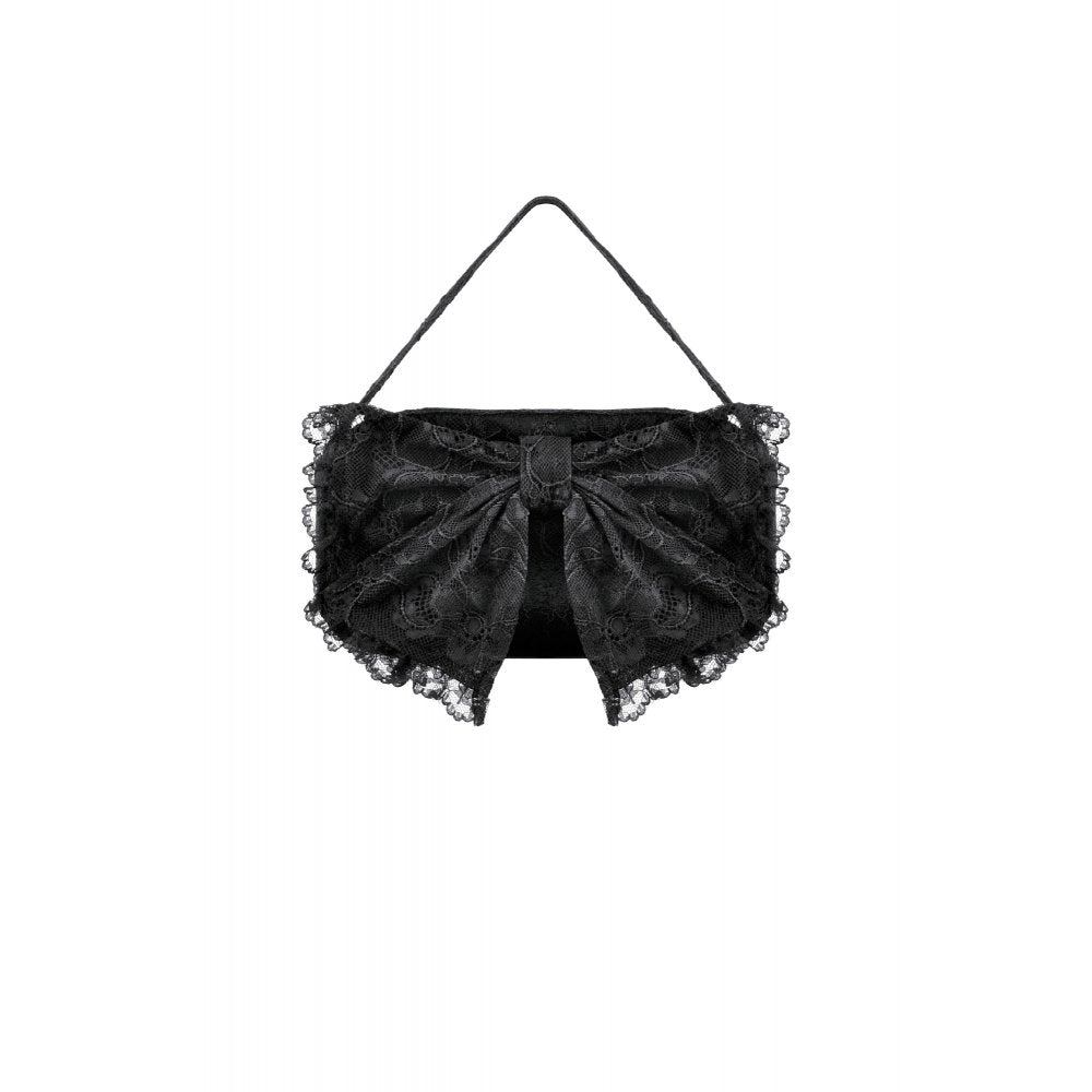 Dark In Love Victoria Black Lace Bow Mini Handbag