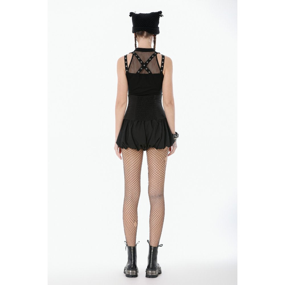 Dark in Love Brynja Eyelet Balloon Shorts in Black