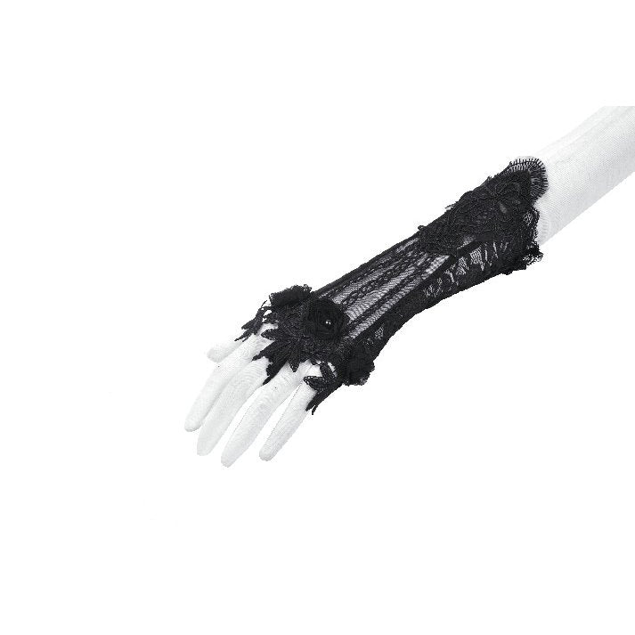 Dark in Love Ottilie Gothic Embellished Lace Fingerless Gloves