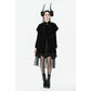 Dark in Love Lilith Officer Velvet High-Collar Coat in Black