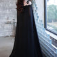 Vireous Classic Elegant Black Evening Dress