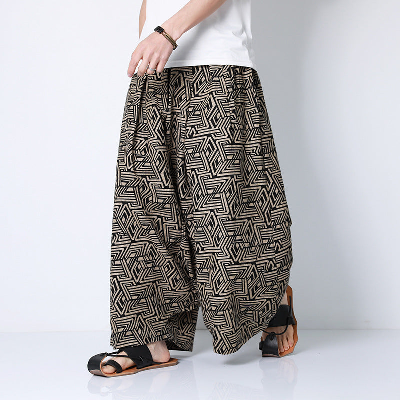 Unisex Ethnic Large Baggy Pants, Beach Pants