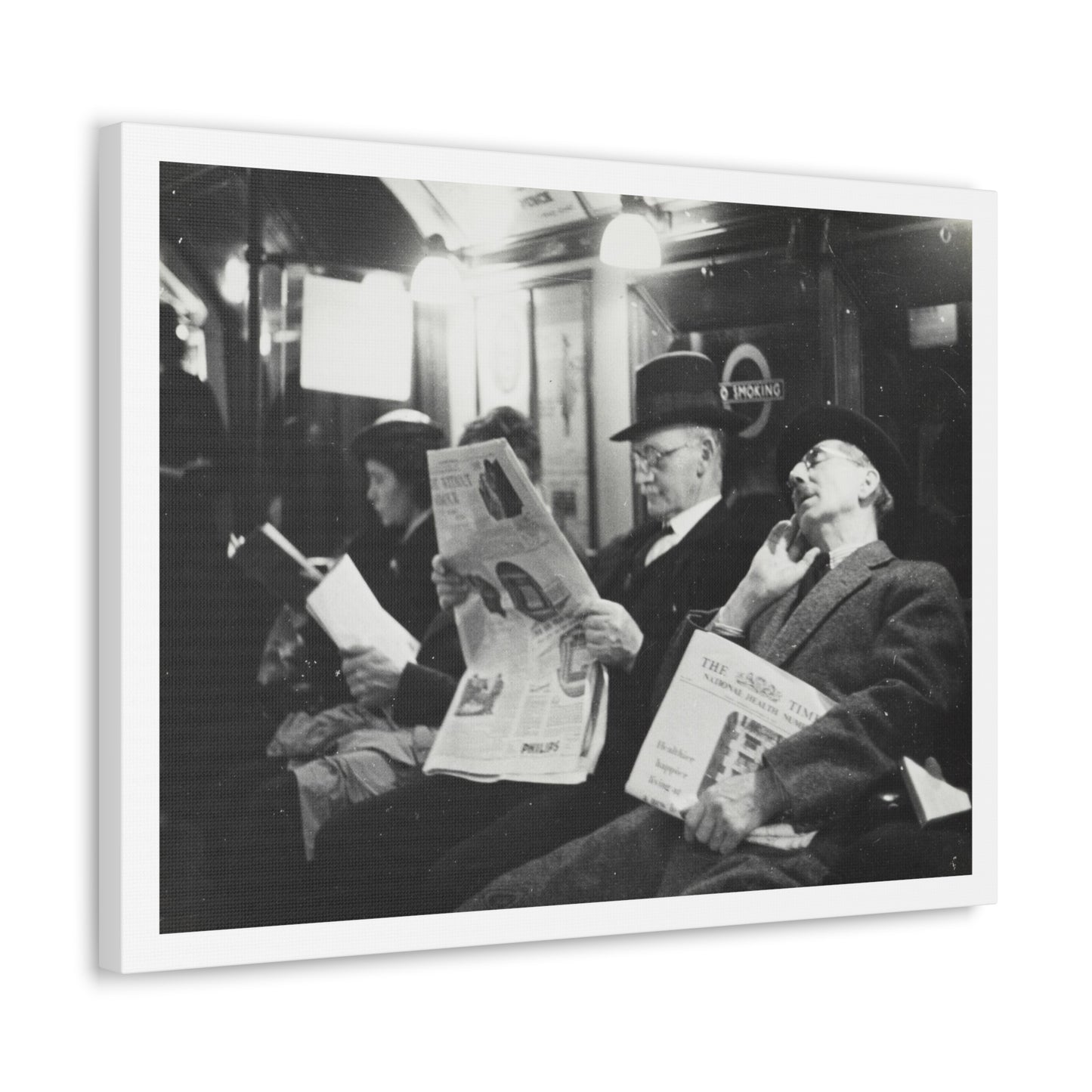 London Tube, Edgeware Line between Belsize Park and Golders Green (1937) Black & White Photography by Eric Lee Johnson, from the Original on Canvas