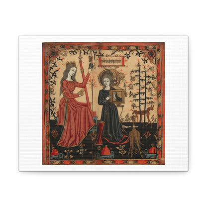 High Gothic Art Print, Girl Being Admonished by Her Mom 'Designed by AI' on Satin Canvas