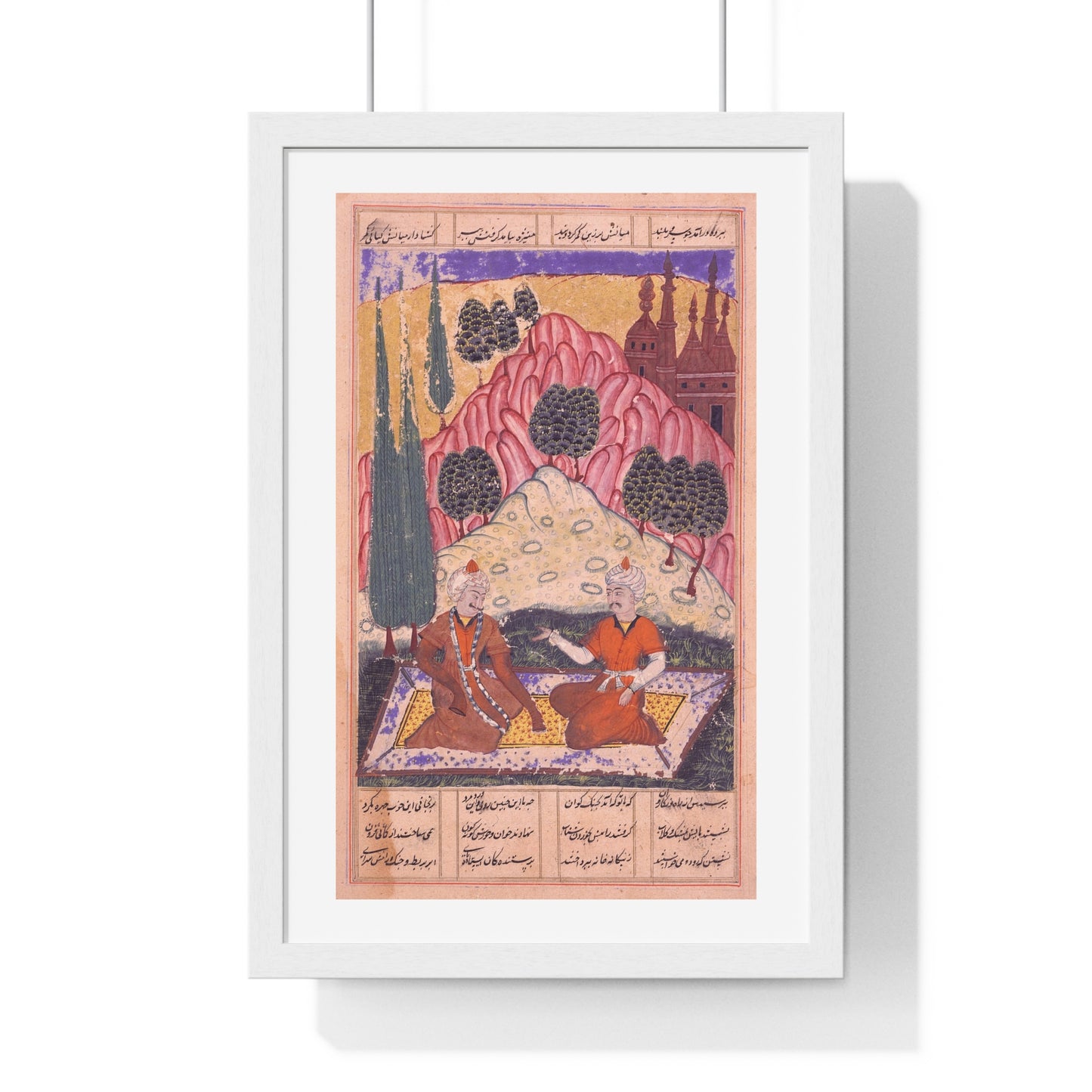 Persian 11th Century Art, Gorgin Leads Bizhan Astray, Folio from the Shahnama 'Book of Kings' Framed Print