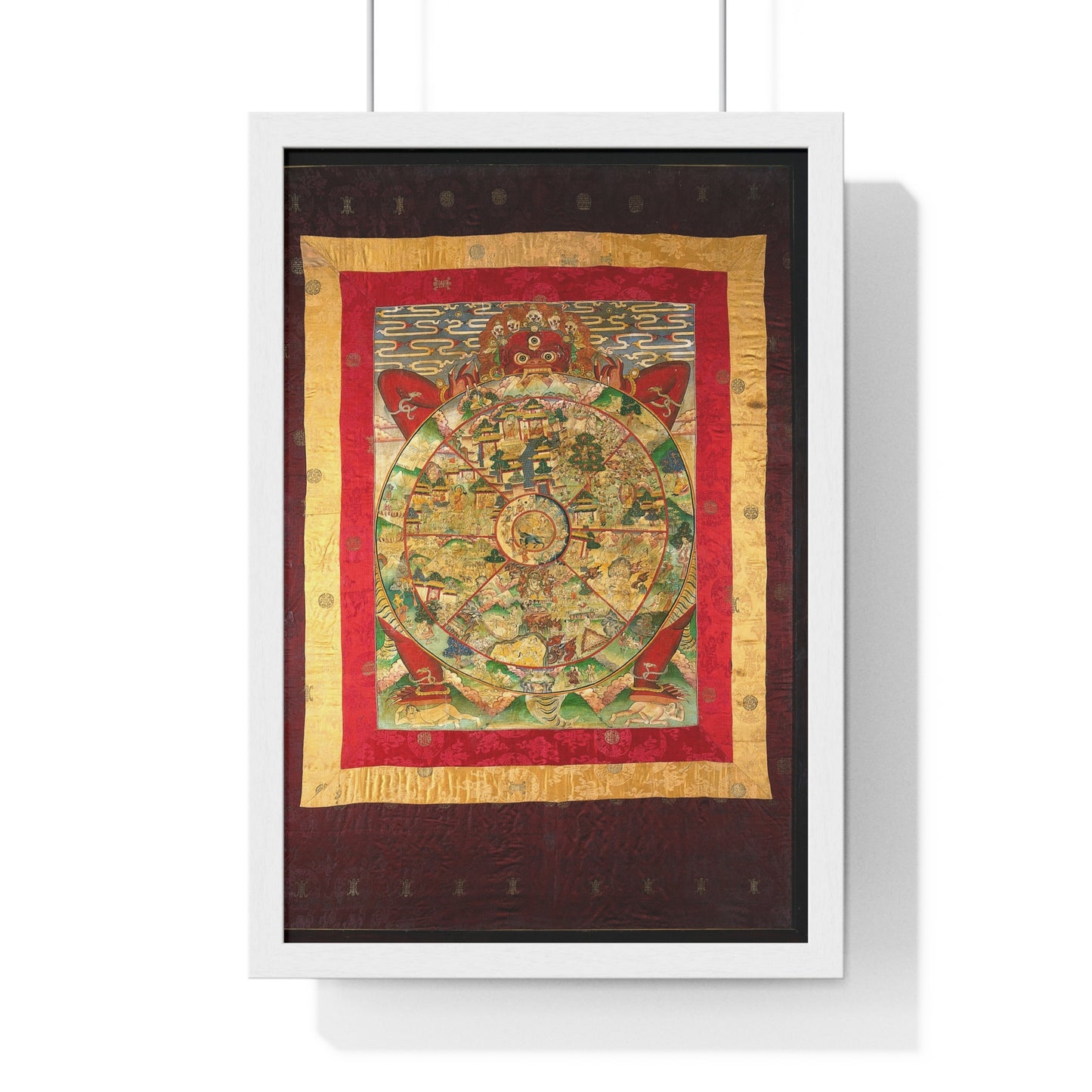 Yama, Lord of Death, Holding the Wheel of Life which Represents Samsara, on a Tibetan Thangka, from the Original, Framed Print