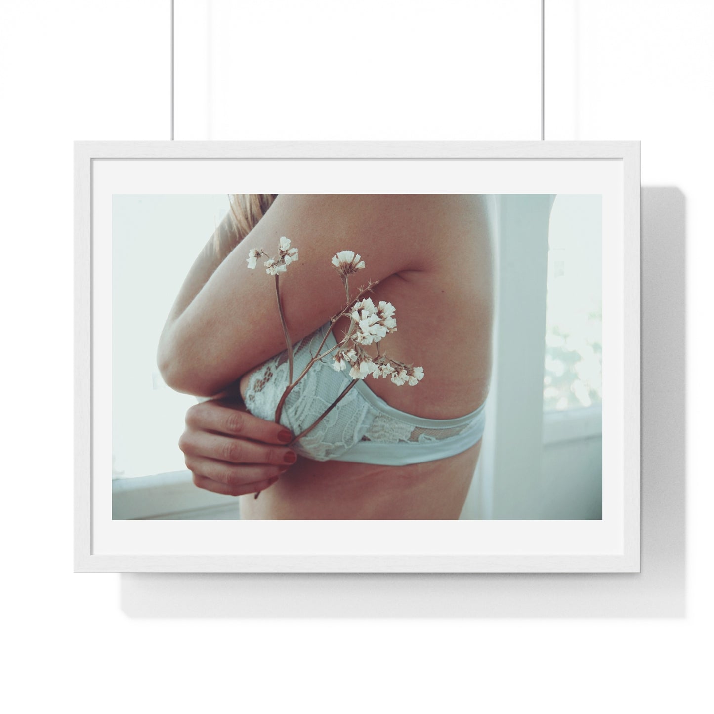 Woman and Flower, Photographer Unknown, from the Original, Framed Print