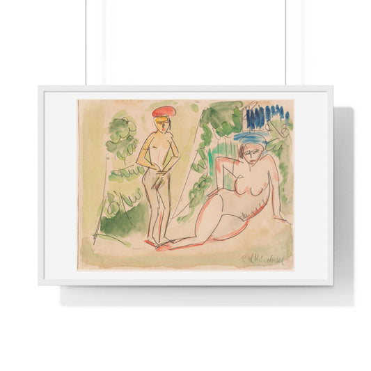 Two Bathers Near the Woods (1910–1911) by Ernst Ludwig Kirchner, from the Original, Framed Print