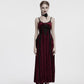Punk Rave Vivienne Velvet Lace-Panel Goth Slip Dress In Burgundy