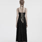 Punk Rave Morrigan Embroidered Velvet Goth Slip Dress in Black