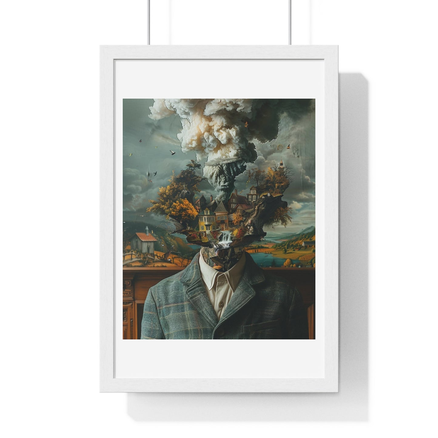 Head Replacement, Abstract Art 'Designed by AI', Framed Art Print