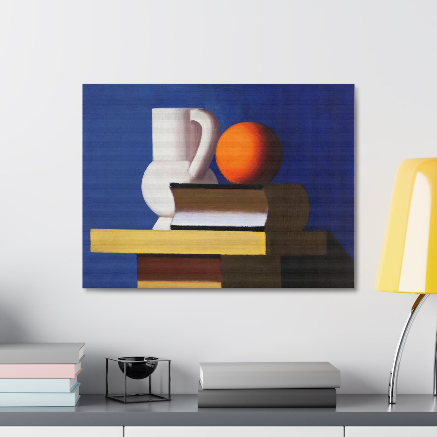 Arrangement with White Jug, Orange and Book (1932–1933) by Vilhelm Lundstrom Printed on Satin Canvas