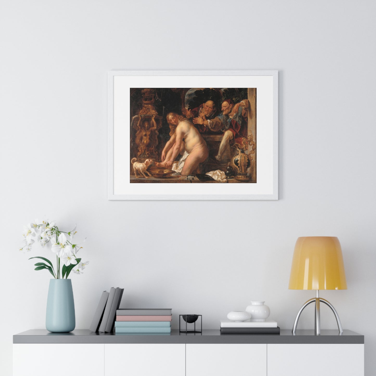 Susanna and the Elders (1653) by Jacob Jordaens, from the Original, Framed Art Print