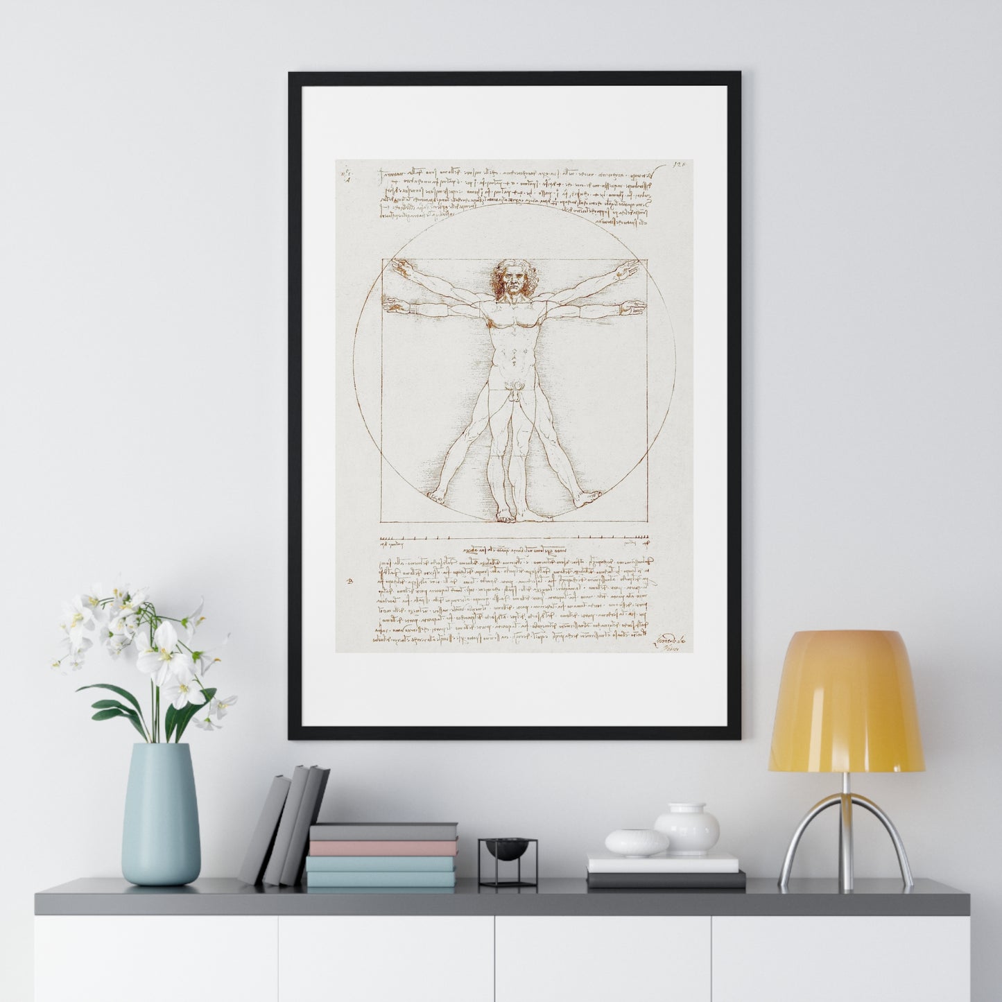 Vitruvian Man (circa 1490) by Leonardo da Vinci, from the Original, Framed Art Print