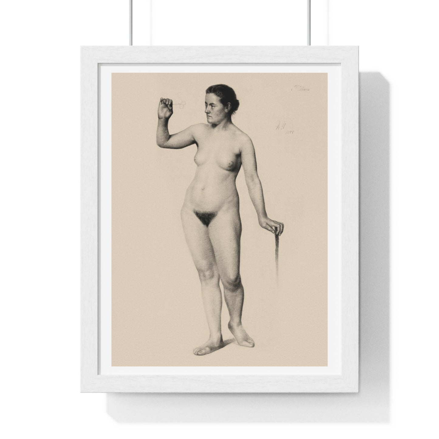 Female Nude Holding a Clove (1888) by Edwin Wallace Fillmore from the Original, Framed Art Print