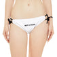 'Not a Dude' Women's White Printed Loop Tie Side Bikini Bottom