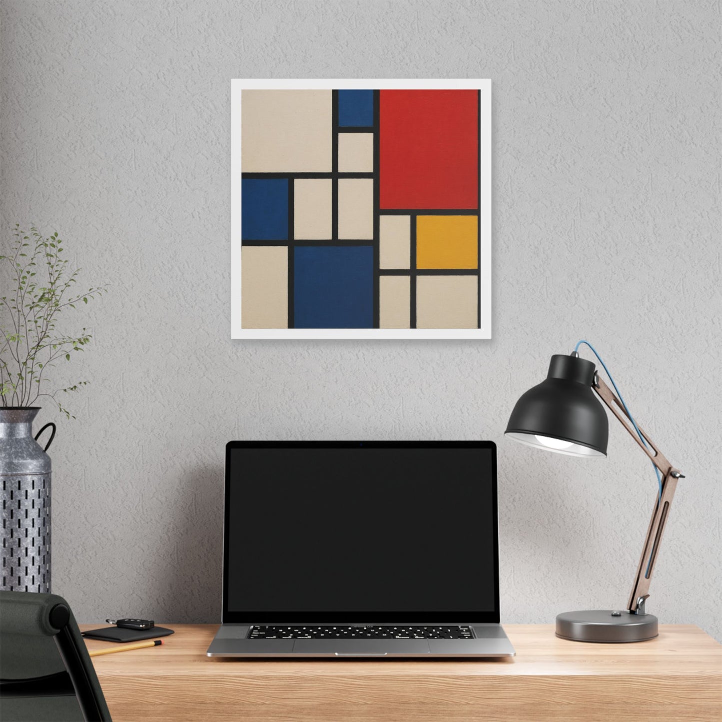Abstract Artwork in the Style of Piet Mondrian 'Designed by AI' Canvas Art Print