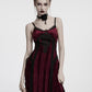 Punk Rave Vivienne Velvet Lace-Panel Goth Slip Dress In Burgundy