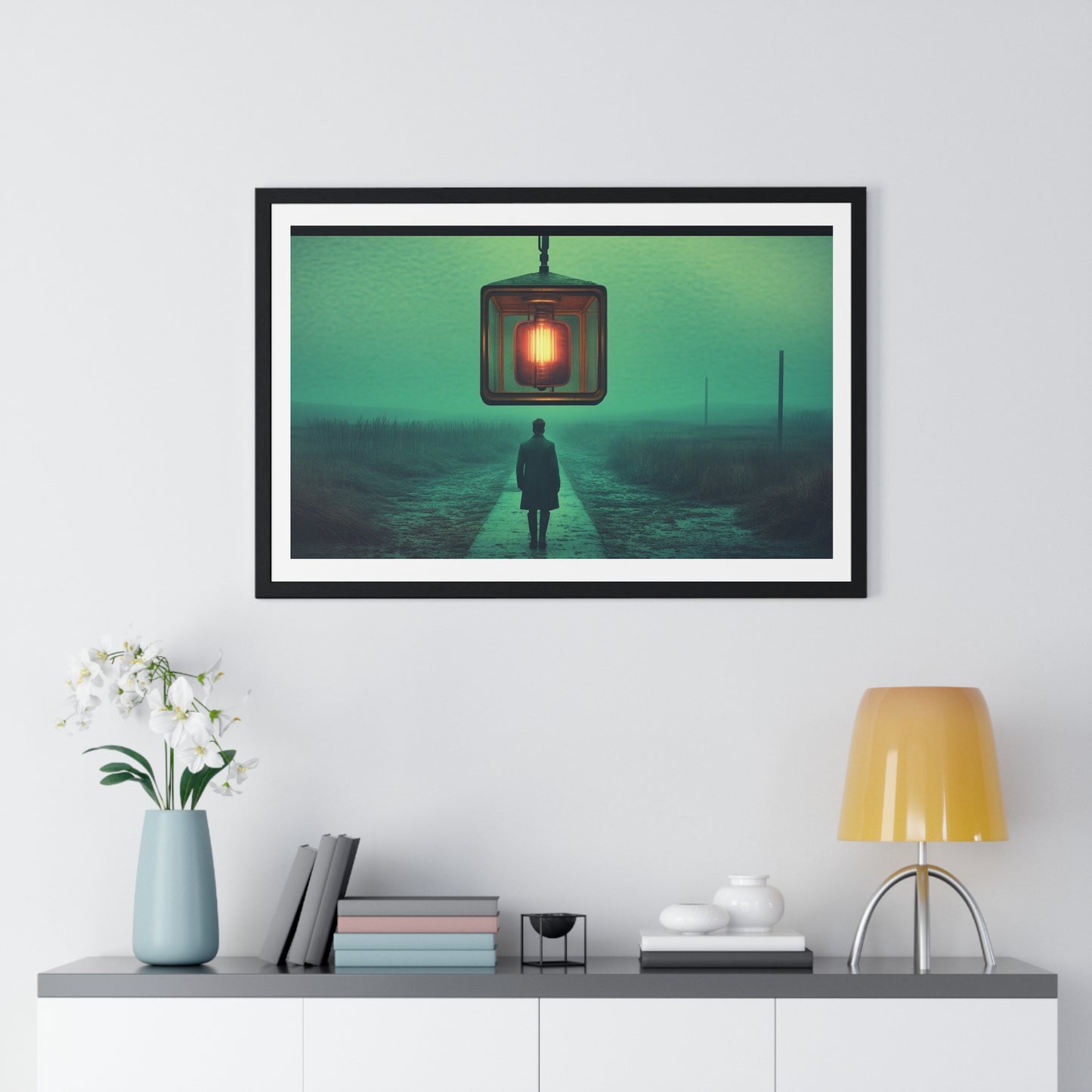 Cinematic Dystopia, Photographic Art 'Designed by AI' Framed Print