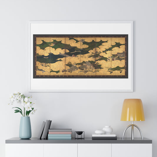 Japanese 13th Century Screen Painting, Kogō and the Imperial Procession to Ōhara, from The Tale of the Heike (Heike Monogatari) Framed Print