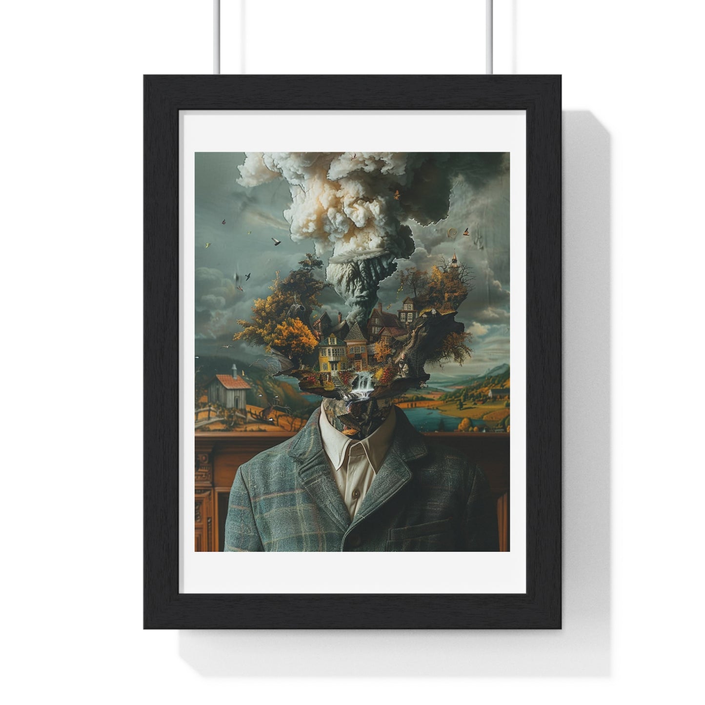 Head Replacement, Abstract Art 'Designed by AI', Framed Art Print