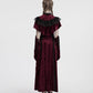 Punk Rave Elysia Velvet Ruffle Goth Shawl in Crimson