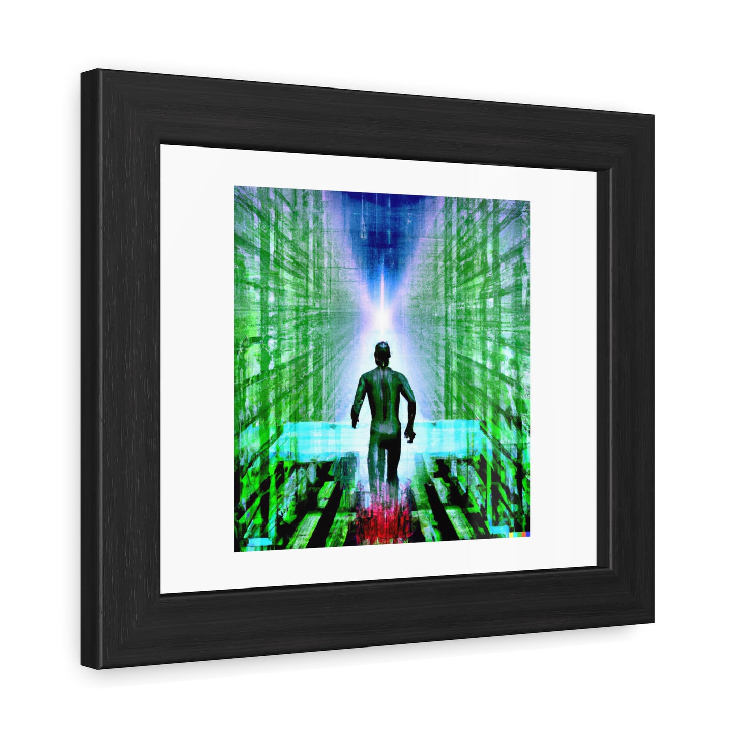 Escaping the Matrix Digital Art 'Designed by AI' Wooden Framed Print