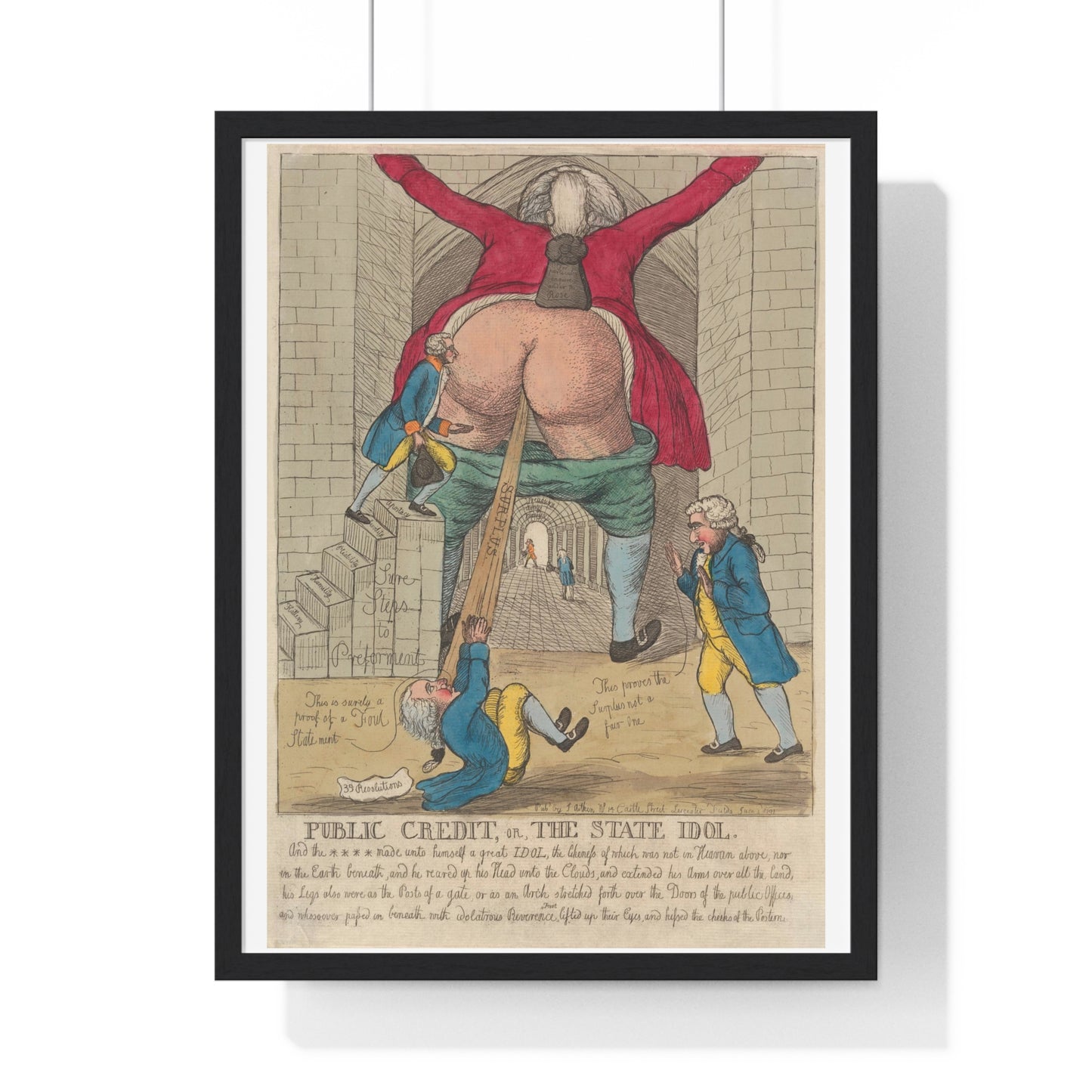 Satirical Print 'Public Credit, Or, The State Idol' (1791) by William Dent, from the Original, Framed Print