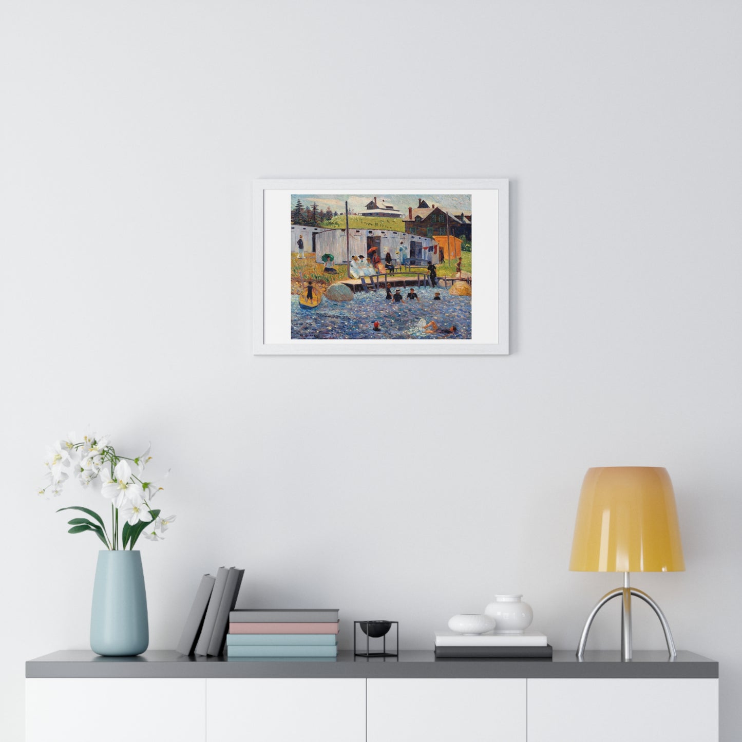 The Bathing Hour, Chester, Nova Scotia (1910) by William James Glackens, from the Original, Framed Print