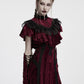 Punk Rave Elysia Velvet Ruffle Goth Shawl in Crimson