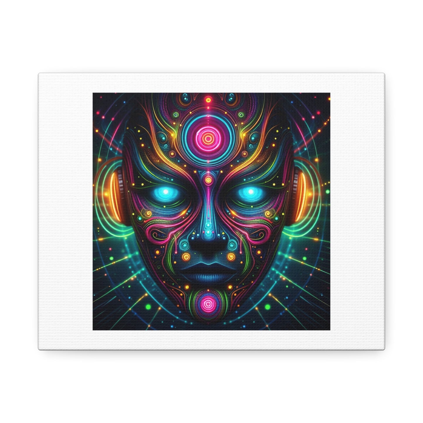 Psychedelic Mask Portrait Art Print 'Designed by AI' on Satin Canvas