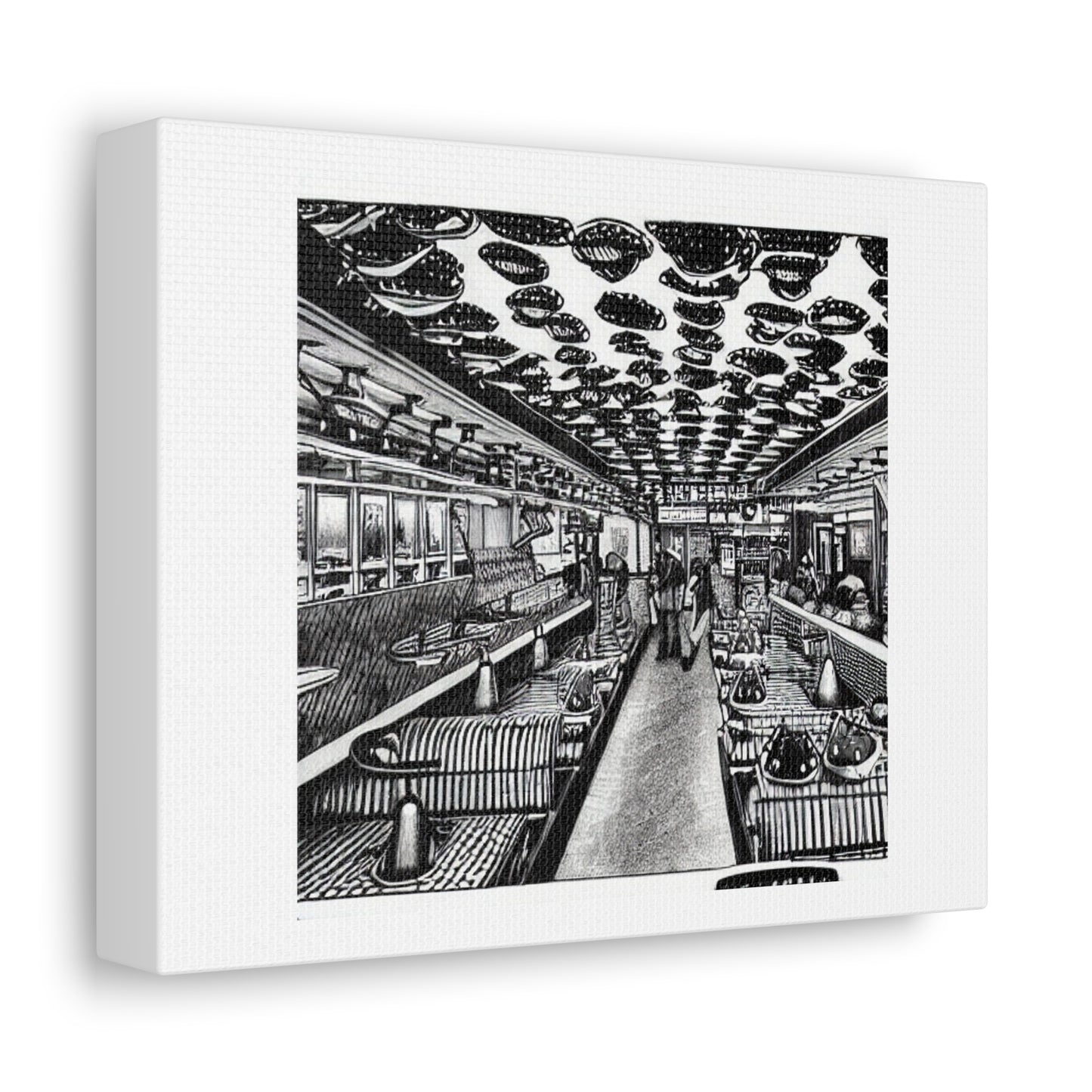 High Definition Photo Of The Inside of a Waffle House 'Designed by AI' Art Print on Canvas