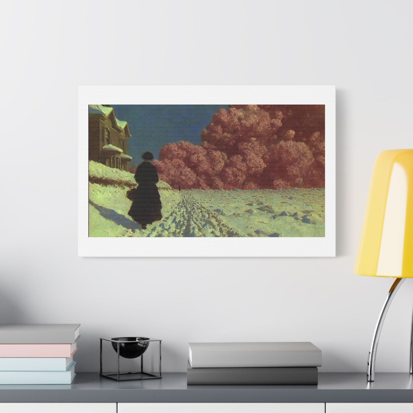 Victorian Woman in a Winter Scene, 19th Century Pastel Art 'Designed by AI' Print on Canvas