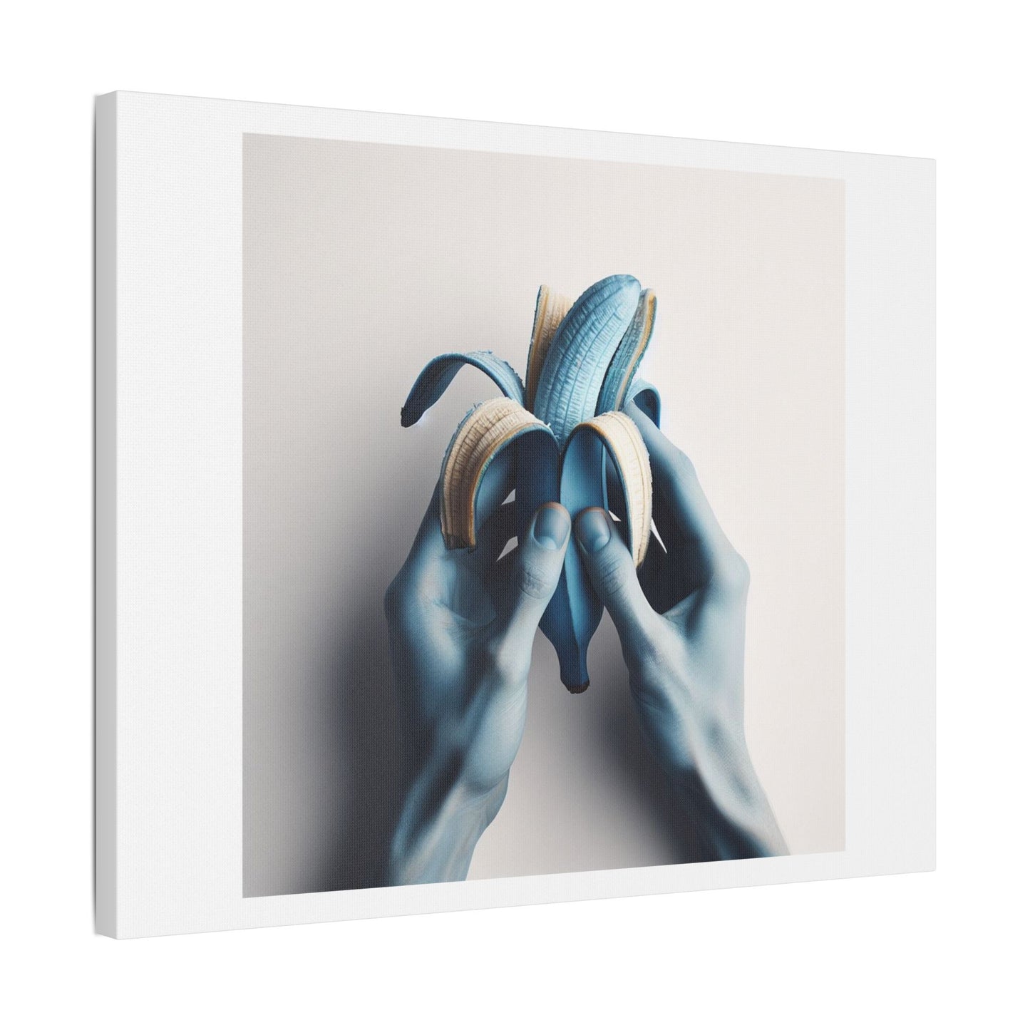 Blue Banana Abstract Art 'Designed by AI' Print on Canvas