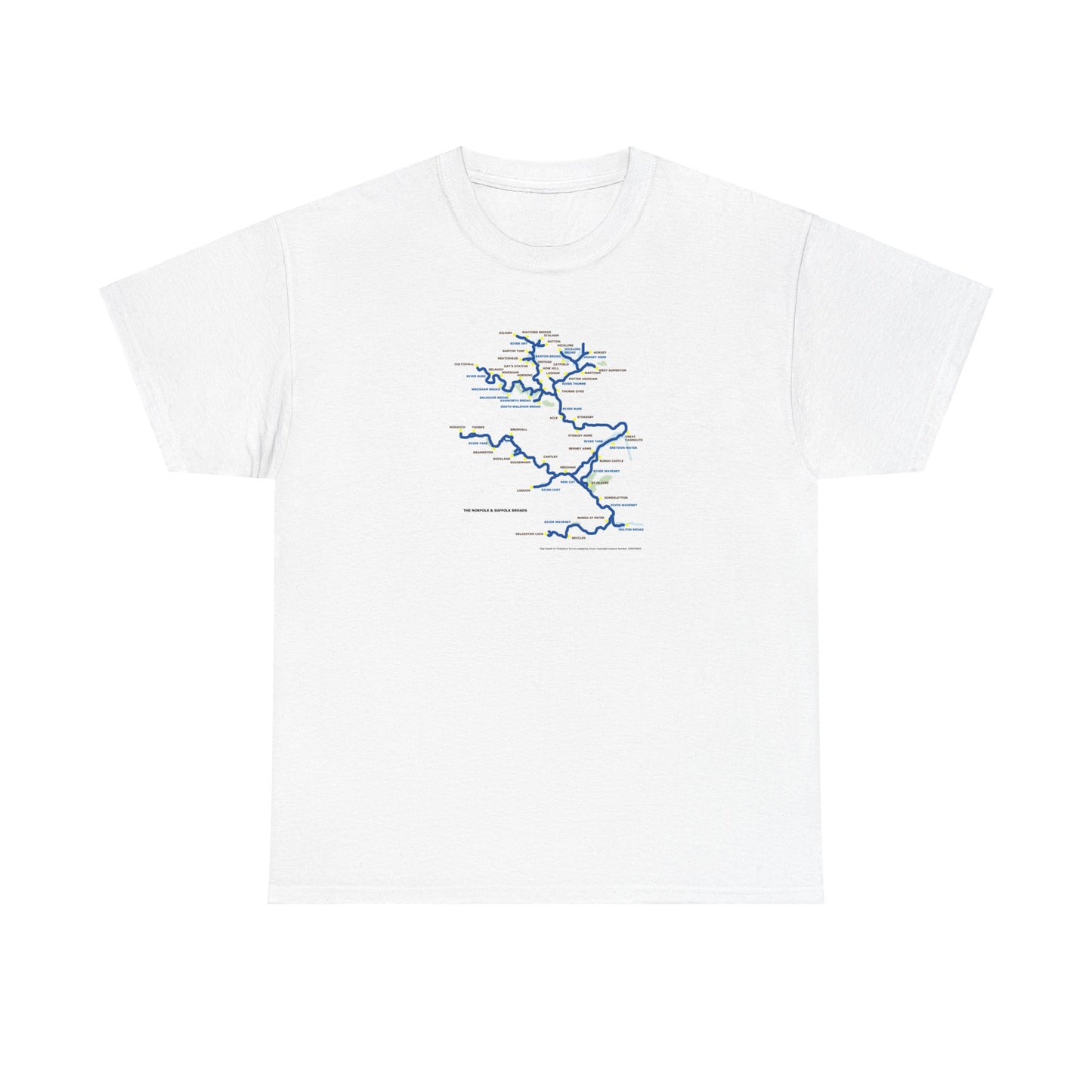 Norfolk Broads Map Boater's T-Shirt