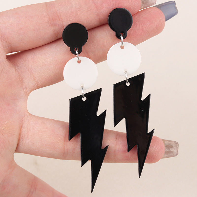 Fashion Colour-Contrast Lightning Strike Acrylic Earrings
