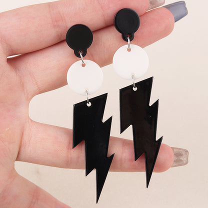 Fashion Colour-Contrast Lightning Strike Acrylic Earrings