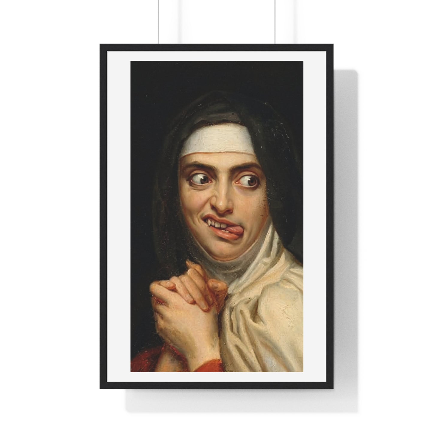 Crazy Nun, Surrealist Art, Large Decor Framed Print