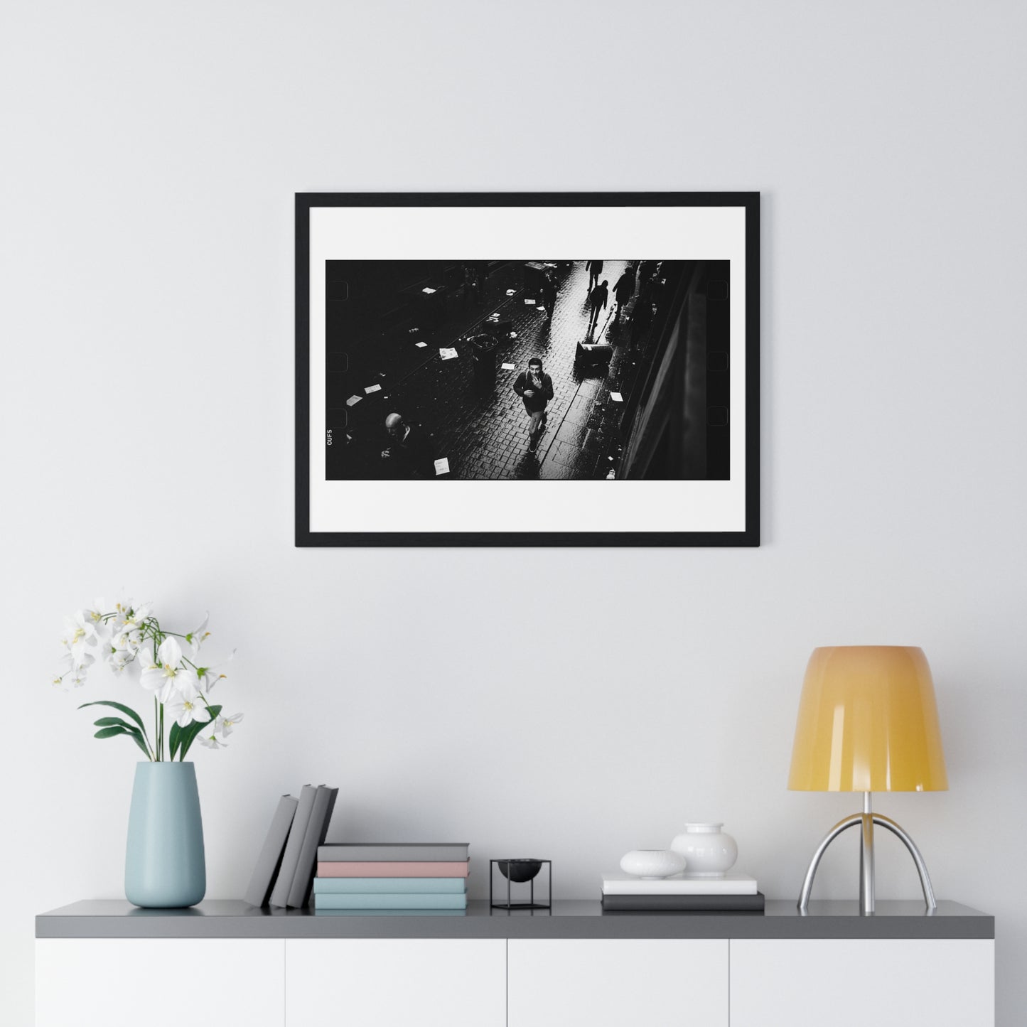 Black and White Photography, High-Contrast Cityscape III 'Designed by AI' Framed Print