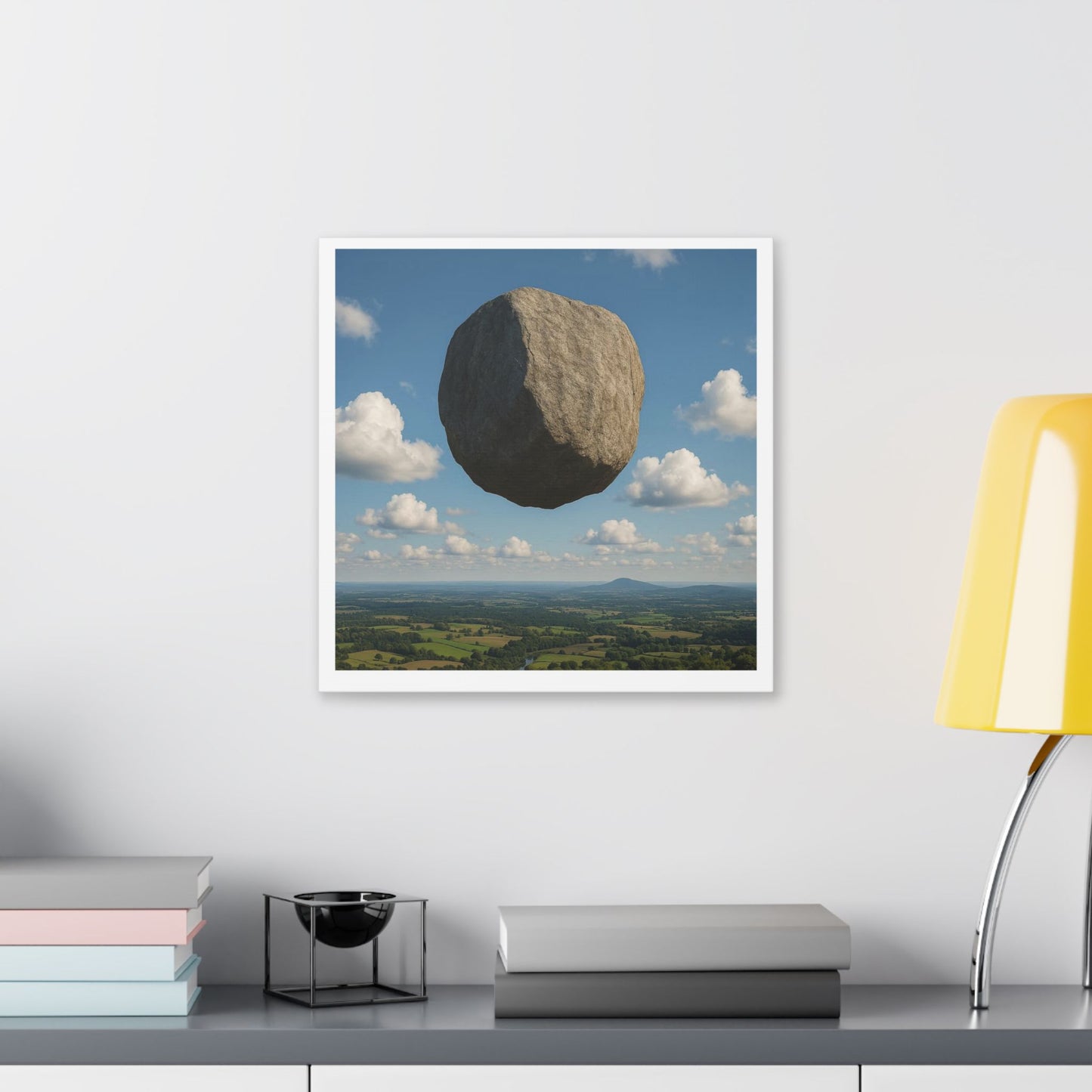 Levitated Mass Suspended Above a Beautiful Landscape 'Designed by AI' Canvas Art Print